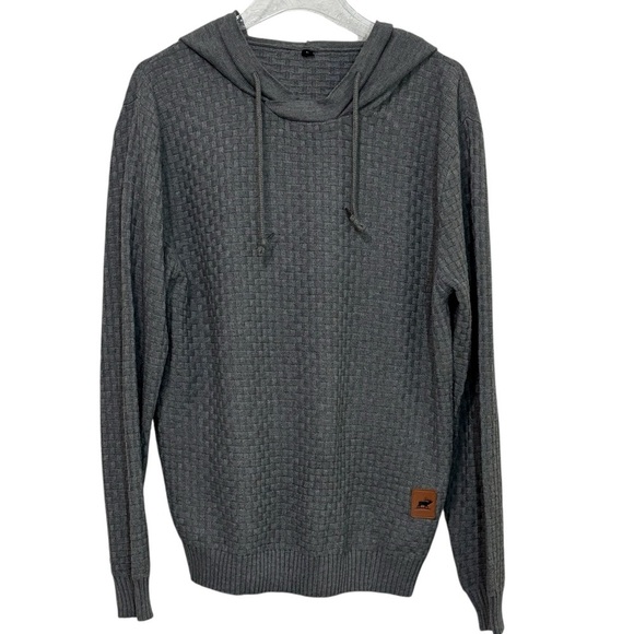 ELK - SIZE LARGE - SOFT GRAY - KNIT LIKE WAFFLE WEAVE - HOODIE - SIZE LARGE B19 - Picture 3 of 12